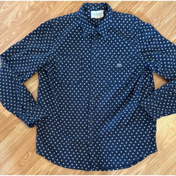 Denim & Supply Ralph Lauren Shirt Navy Blue Floral Long Sleeve Shirt XL - Picture 2 of 8